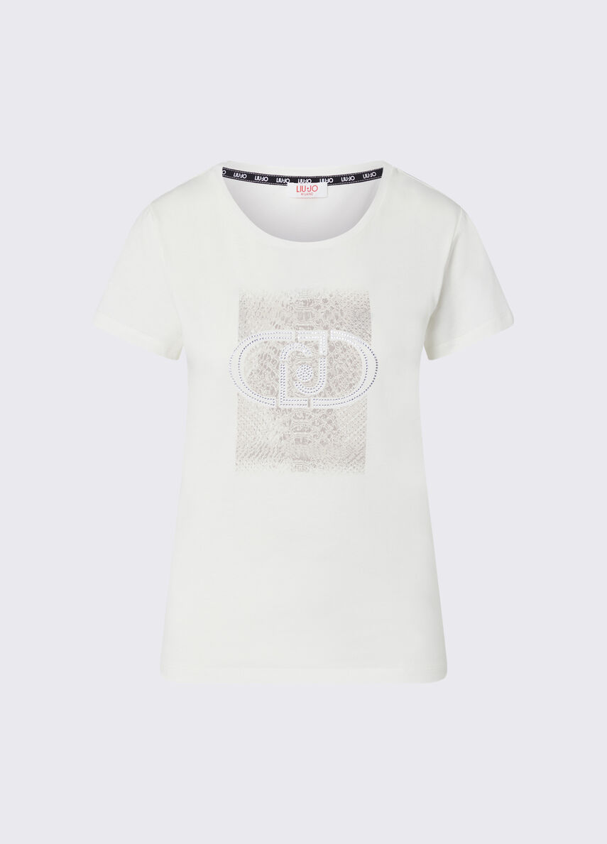 トップス Jent Louis l Logo T-Shirt T-shirt with logo colour white/crocodile print | Liu Jo