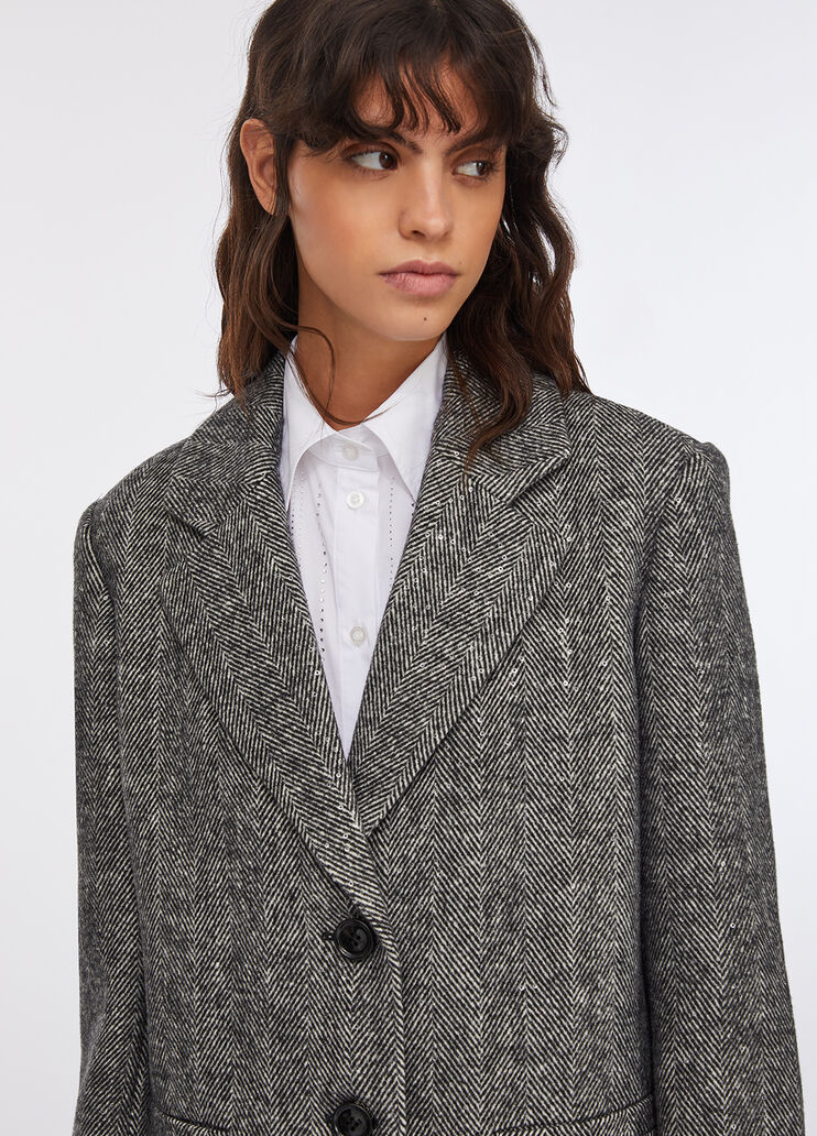 Wool blend herringbone coat herringbone grey Liu Jo - large image number 2