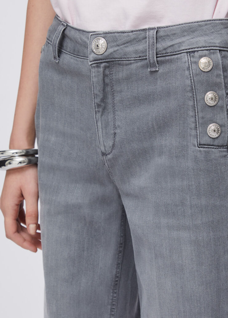 Jeans flare a vita alta con bottoni denim grigio Liu Jo - large image number 4
