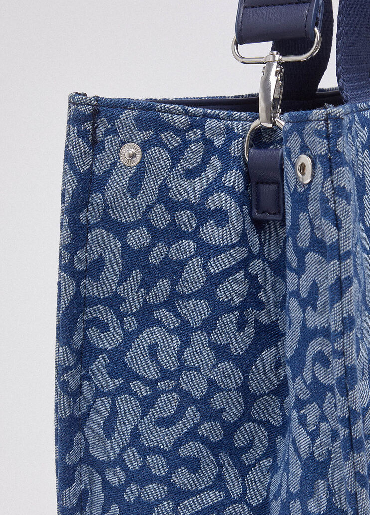Large animal-print denim tote bag blue denim Liu Jo - large image number 5