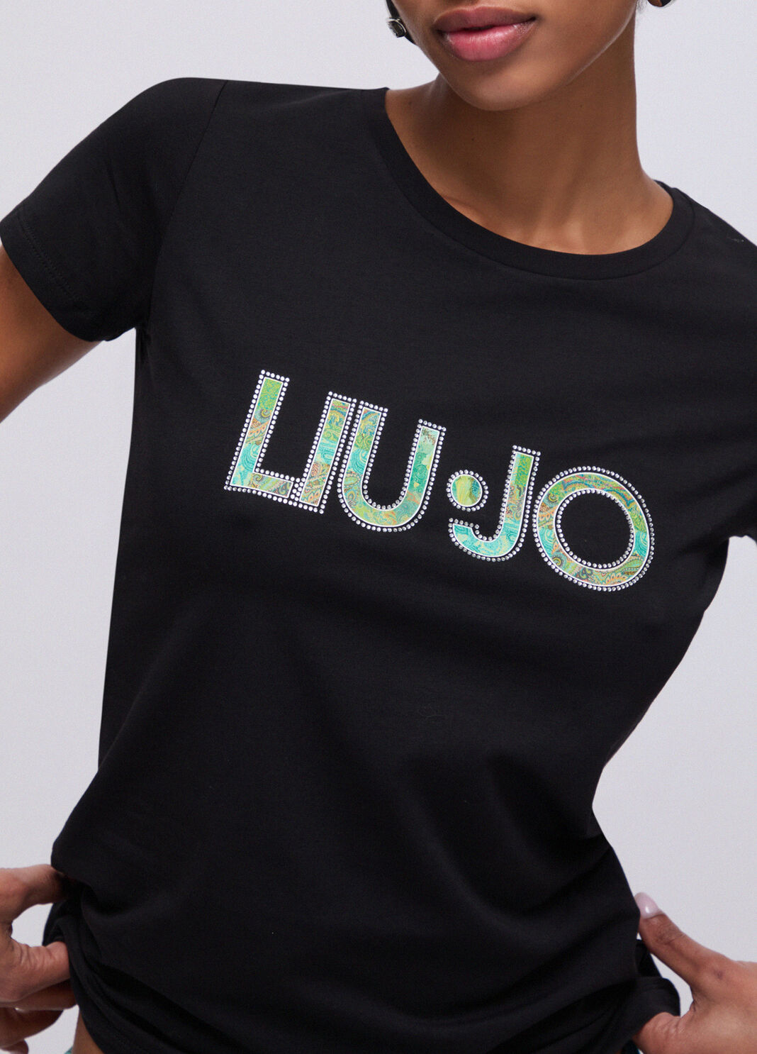 T-shirt with logo black/aqua green Liu Jo - large image number 2