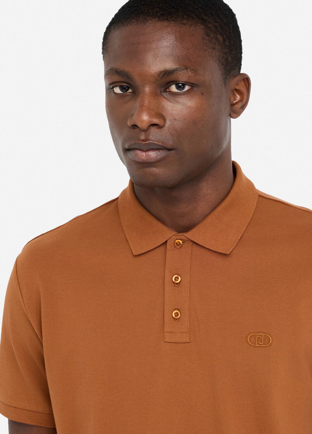 Рубашка-поло из хлопкового пике коричневый Liu Jo - large image number 2