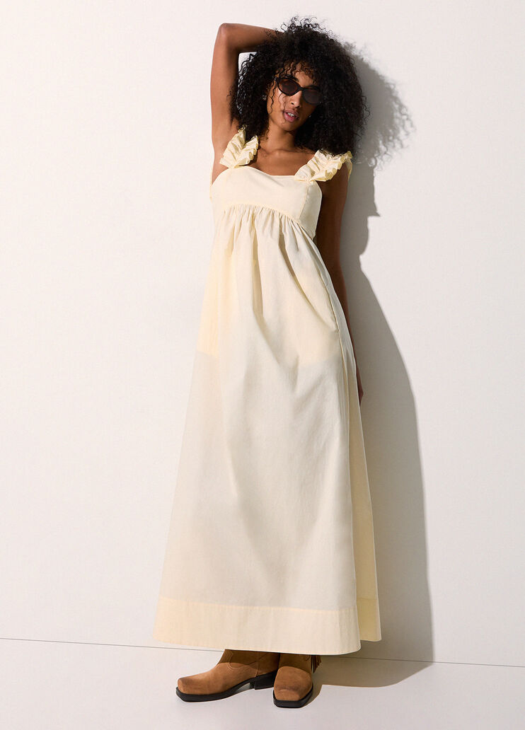 Langes Kleid mit R&uuml;schen pastellgelb Liu Jo - medium