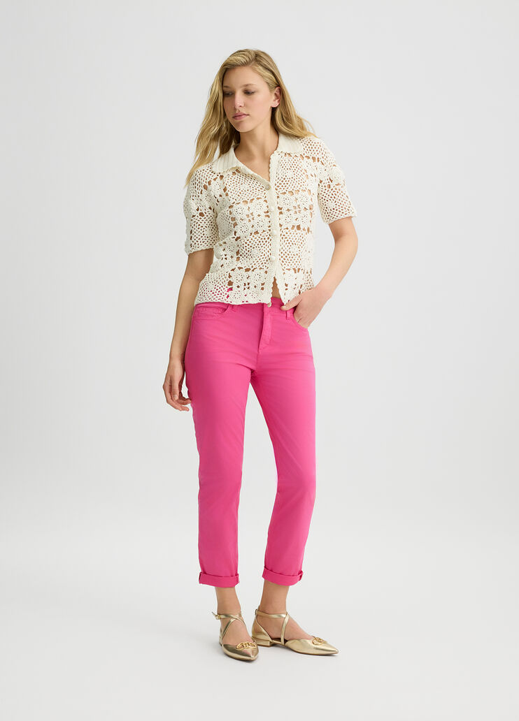 Skinny cotton trousers pink Liu Jo - large image number 3 Skinny cotton trousers pink Liu Jo - large image number 3