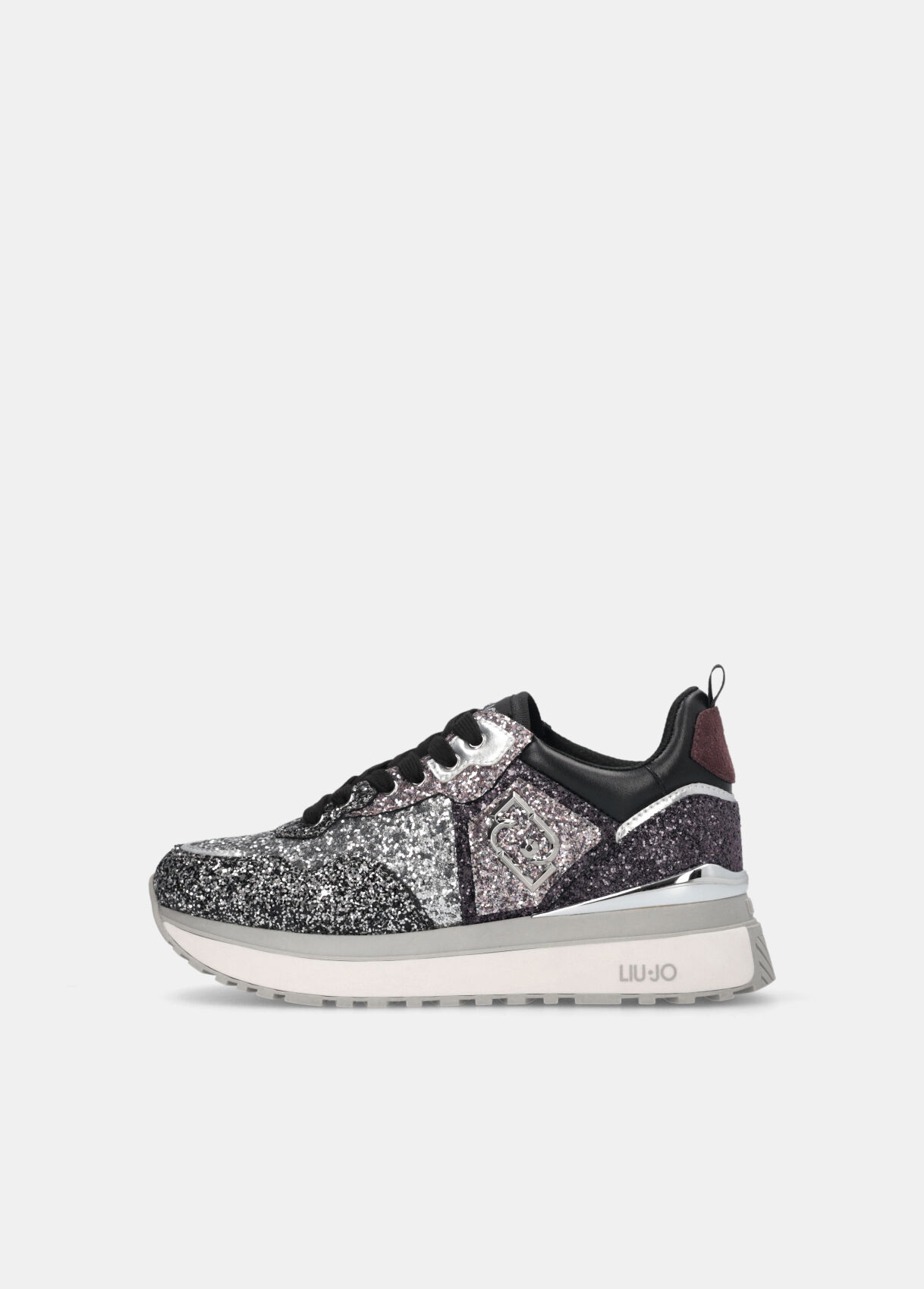 Platform sneakers with full glitter colour silver | Liu Jo