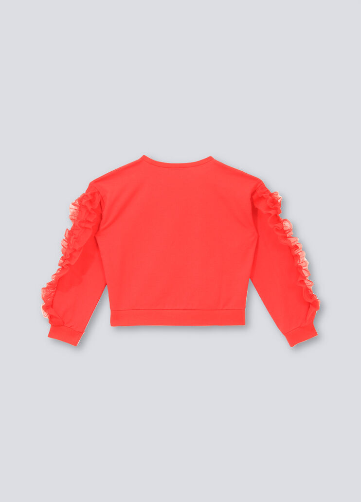 Sweatshirt mit Print und Rüschen Rot/Forever Liu Jo - large image number 1 Sweatshirt mit Print und Rüschen Rot/Forever Liu Jo - large image number 1