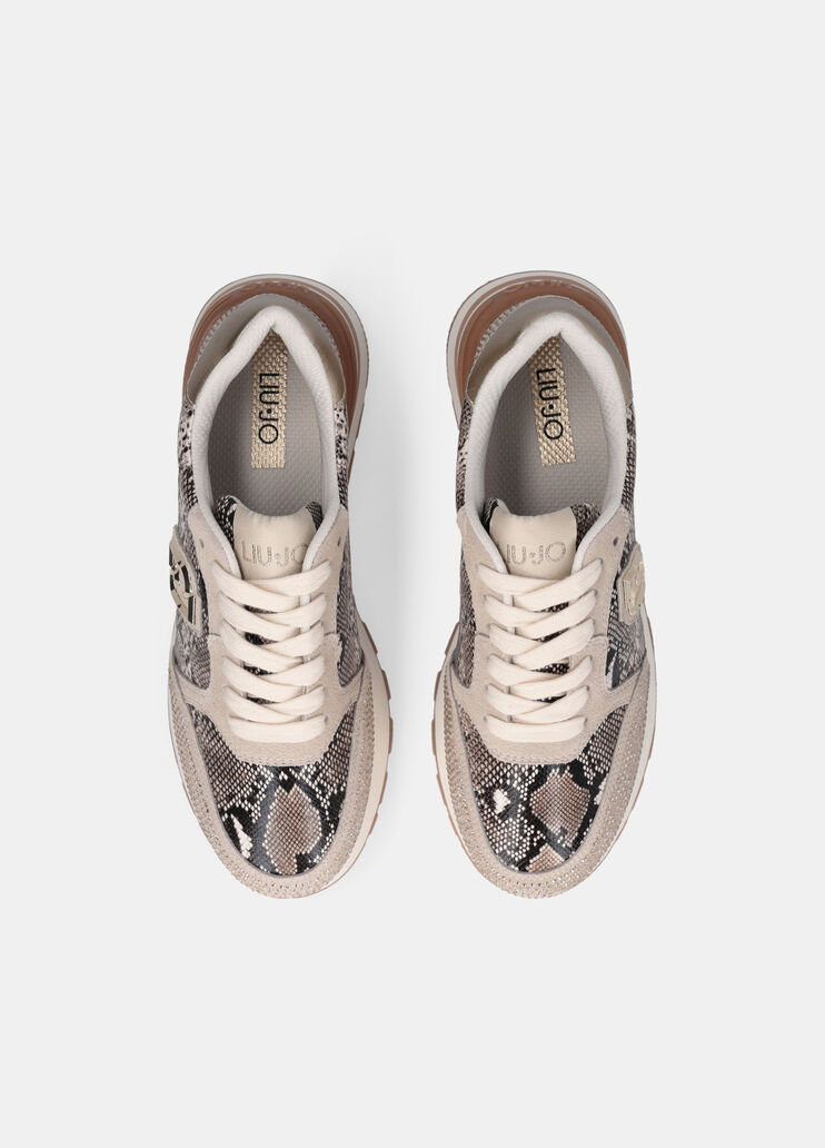 Snakeskin-print sneakers with rhinestones rope Liu Jo - large image number 4