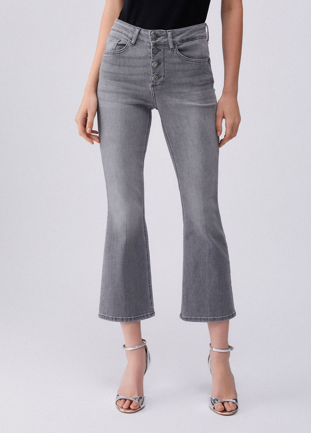 Jean bootcut taille haute denim gris Liu Jo - large image number 0