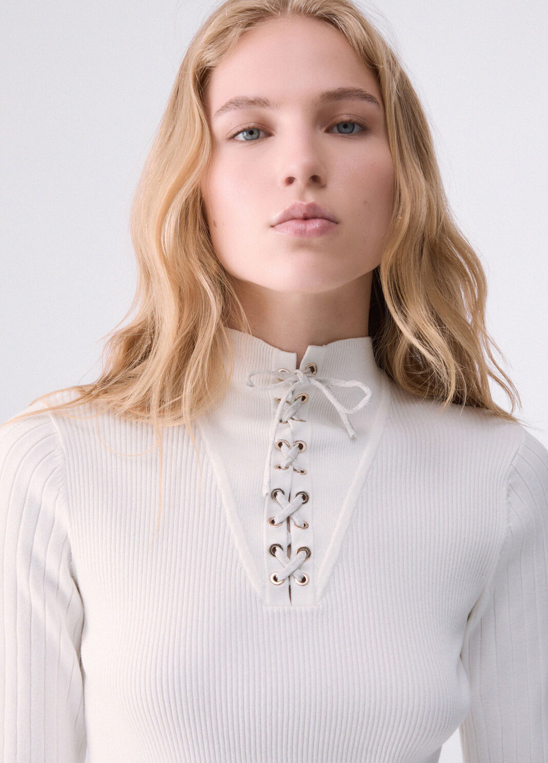 Pull avec cordons blanc laine Liu Jo - large image number 4