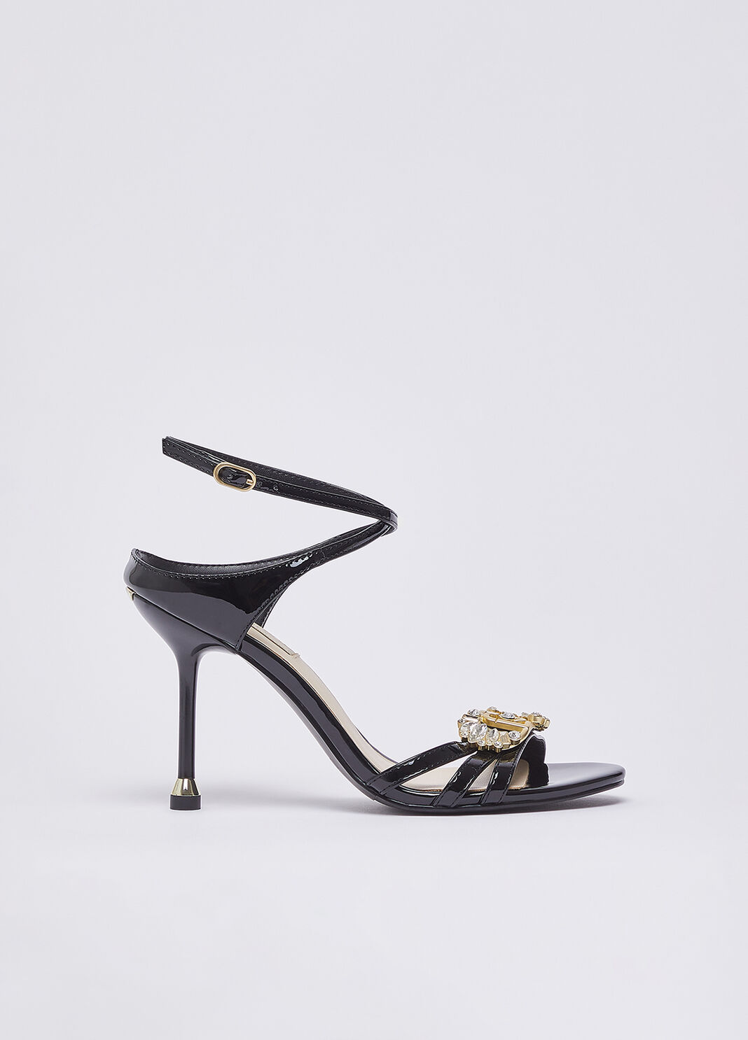 Patent leather sandals with bejewelled logo black Liu Jo - large image number 1