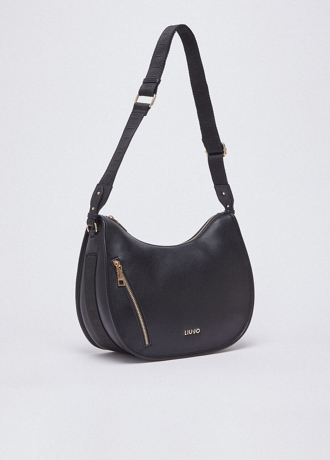 Sac hobo format moyen &agrave; fermeture zipp&eacute;e noir Liu Jo - large image number 2