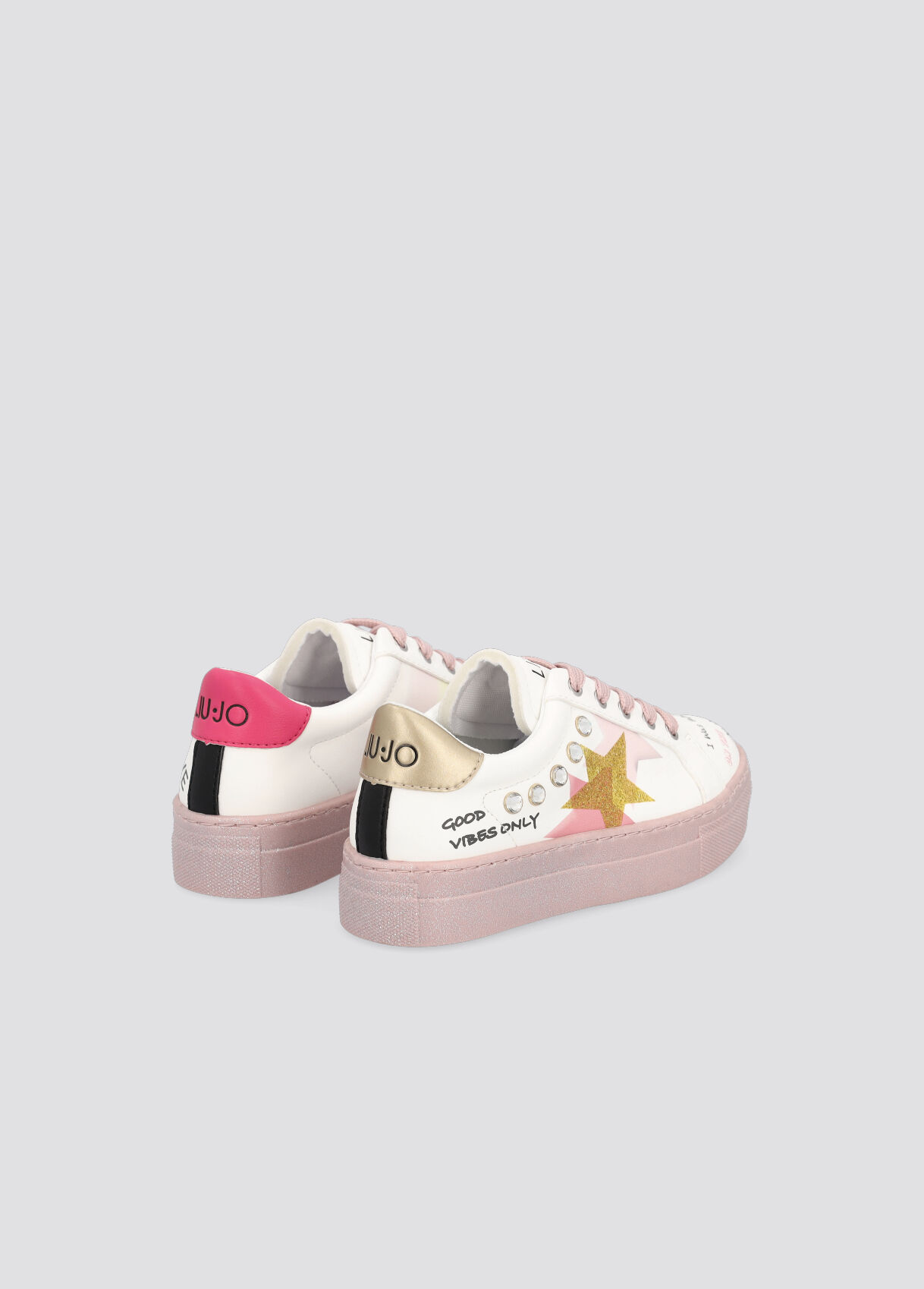 Sneakers with glitter print and jewel stones