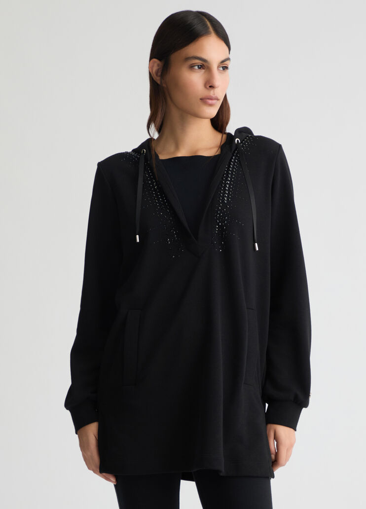 Hooded sweatshirt with gemstones black Liu Jo - medium Hooded sweatshirt with gemstones black Liu Jo - medium
