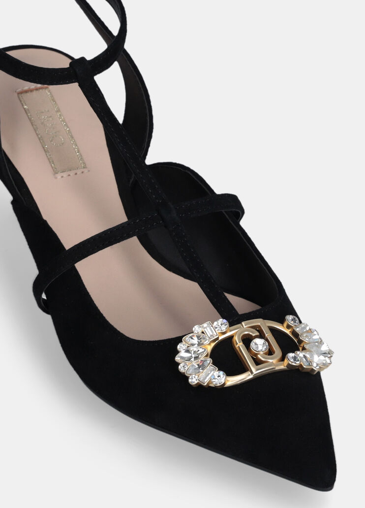 Slingback shoes with bejewelled logo black Liu Jo - large image number 6
