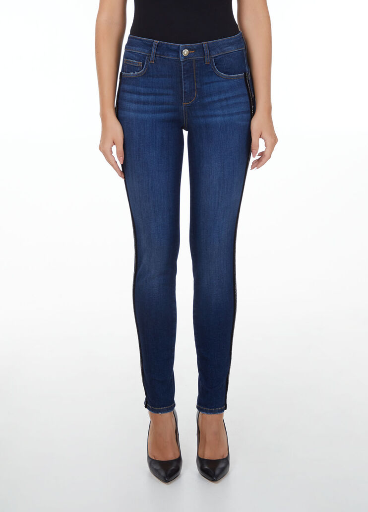 High-rise skinny jeans with gemstones Blue Liu Jo - large image number 0 High-rise skinny jeans with gemstones Blue Liu Jo - large image number 0