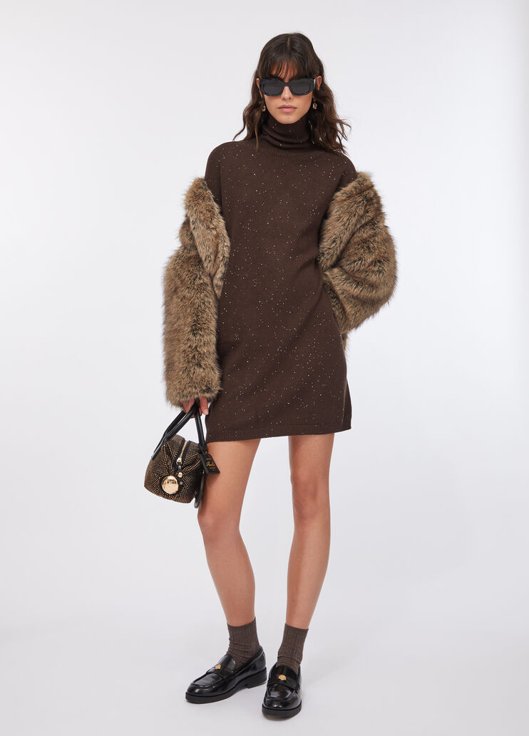 Strickkleid mit Mini-Pailletten Schokolade Liu Jo - large image number 5