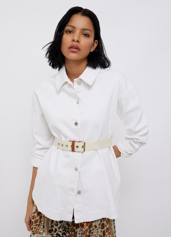 Oversized jacket with belt white wool Liu Jo - large image number 0