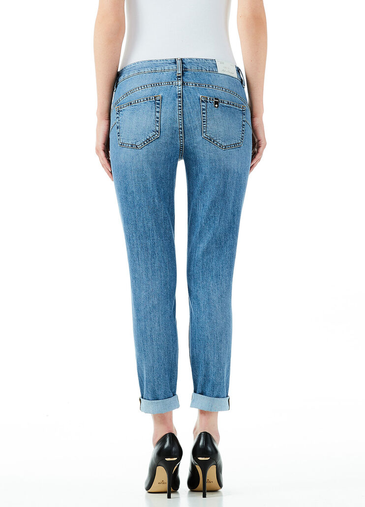 Cropped jeans with gemstones Blue denim Liu Jo - large image number 1