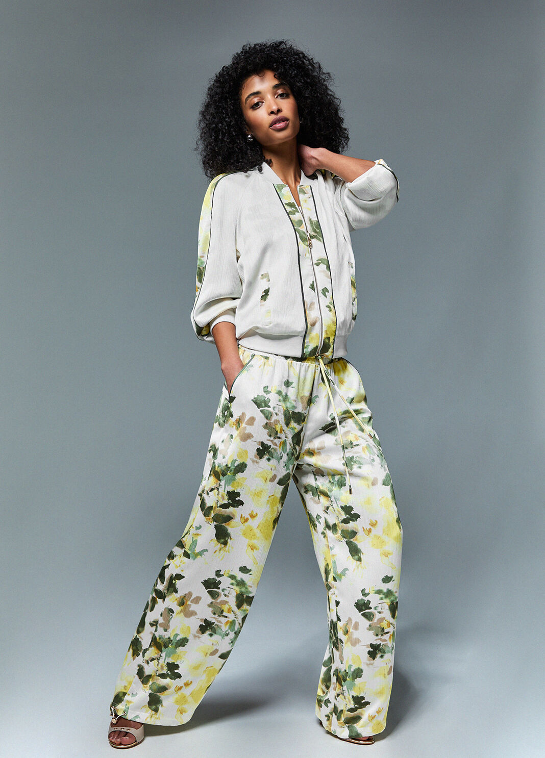 Printed satin trousers white/green Liu Jo - large image number 2