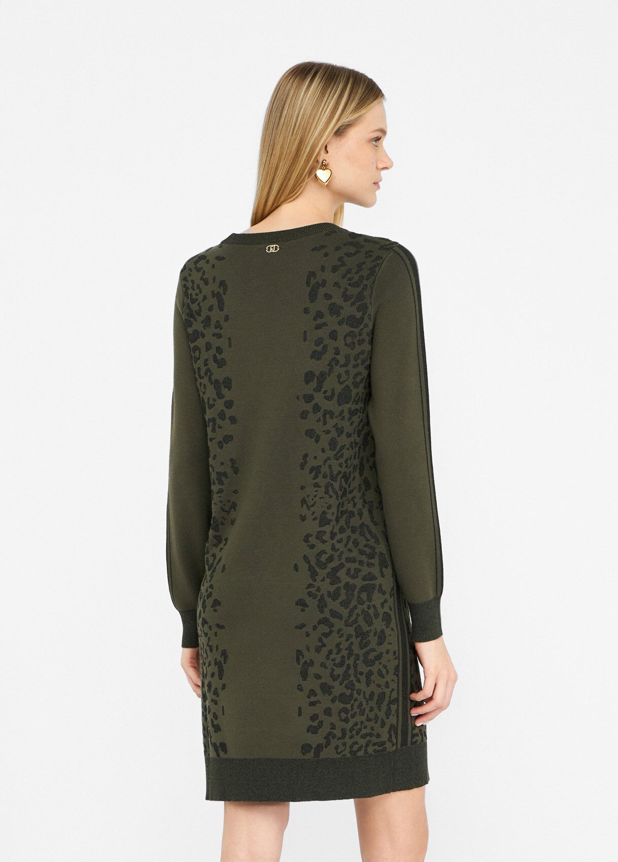 Animal-design knit dress colour olive green | Liu Jo