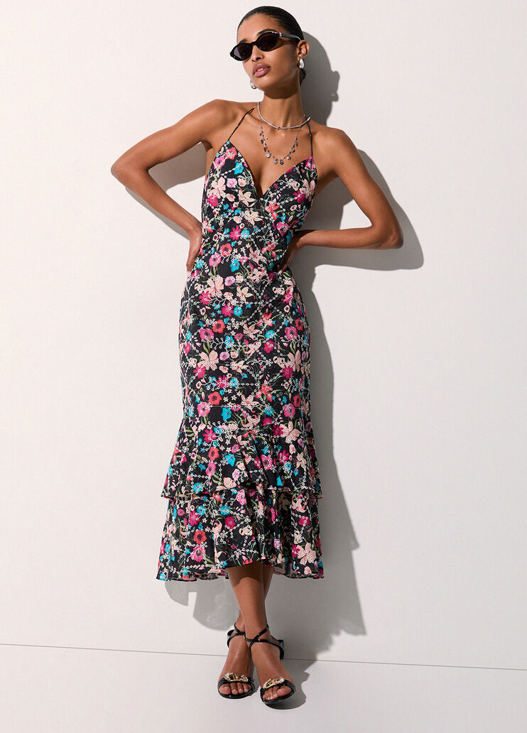 Gebl&uuml;mtes Kleid Schwarz gebl&uuml;mt Liu Jo - medium