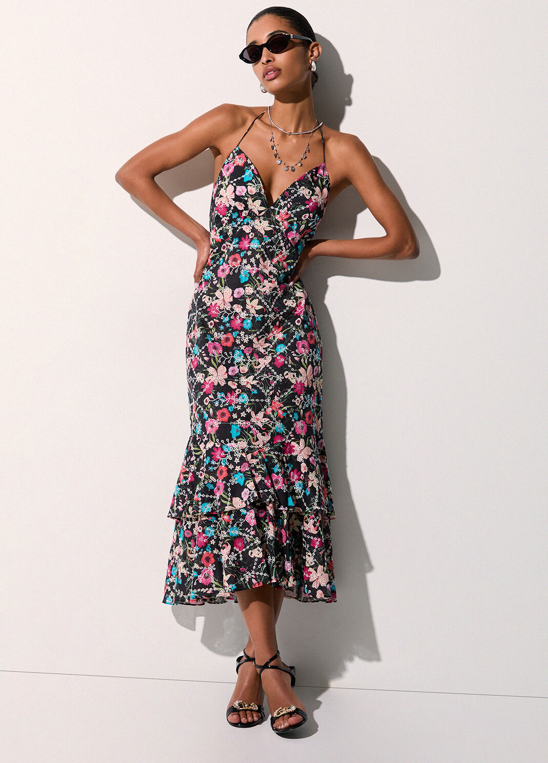 Gebl&uuml;mtes Kleid Schwarz gebl&uuml;mt Liu Jo - large image number 3