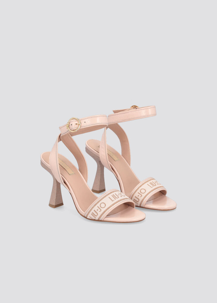Heeled sandals with jacquard logo peach Liu Jo - large image number 1 Heeled sandals with jacquard logo peach Liu Jo - large image number 1