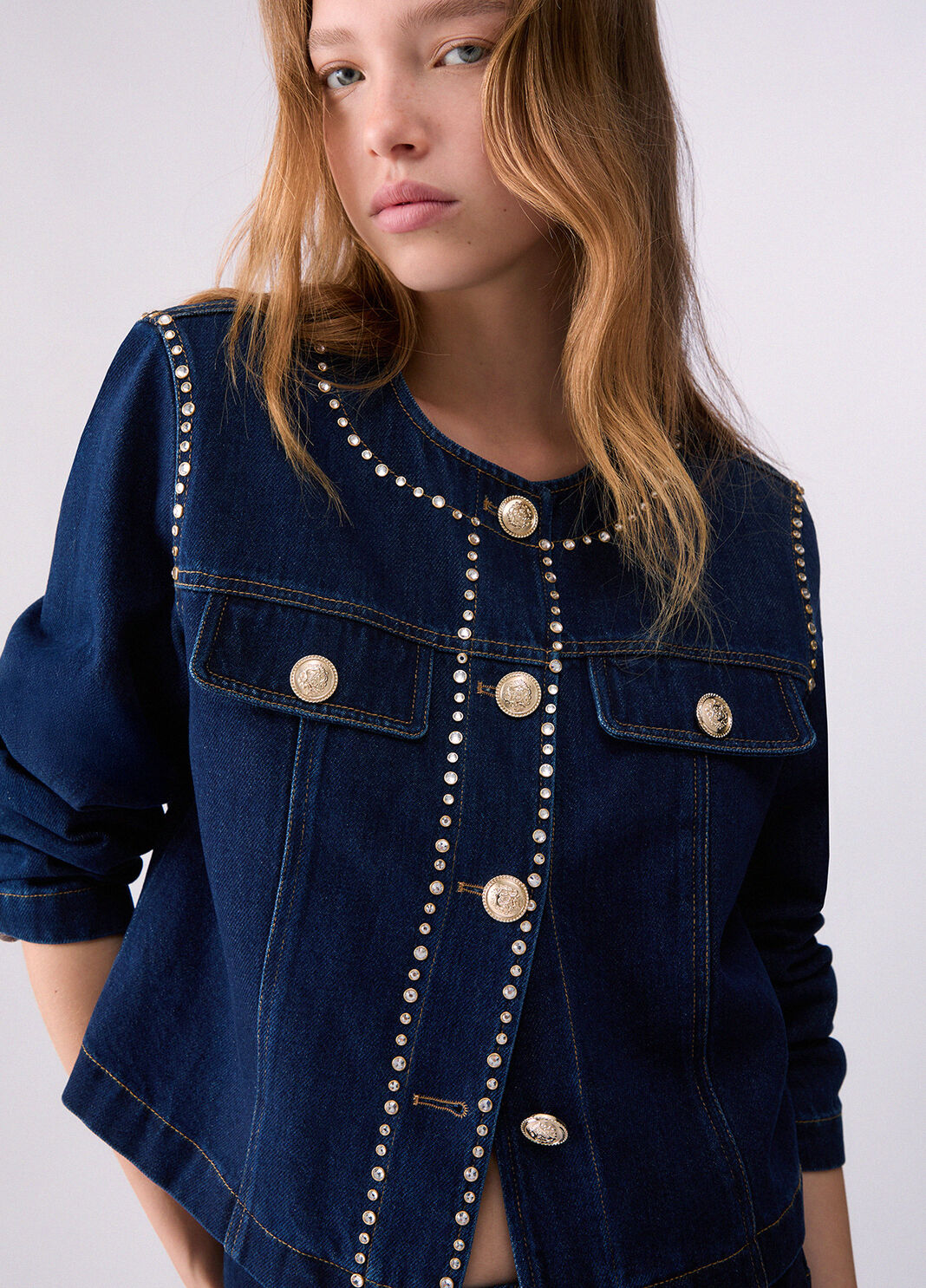 Slim fit denim jacket with rhinestones Normal wash Liu Jo - large image number 4