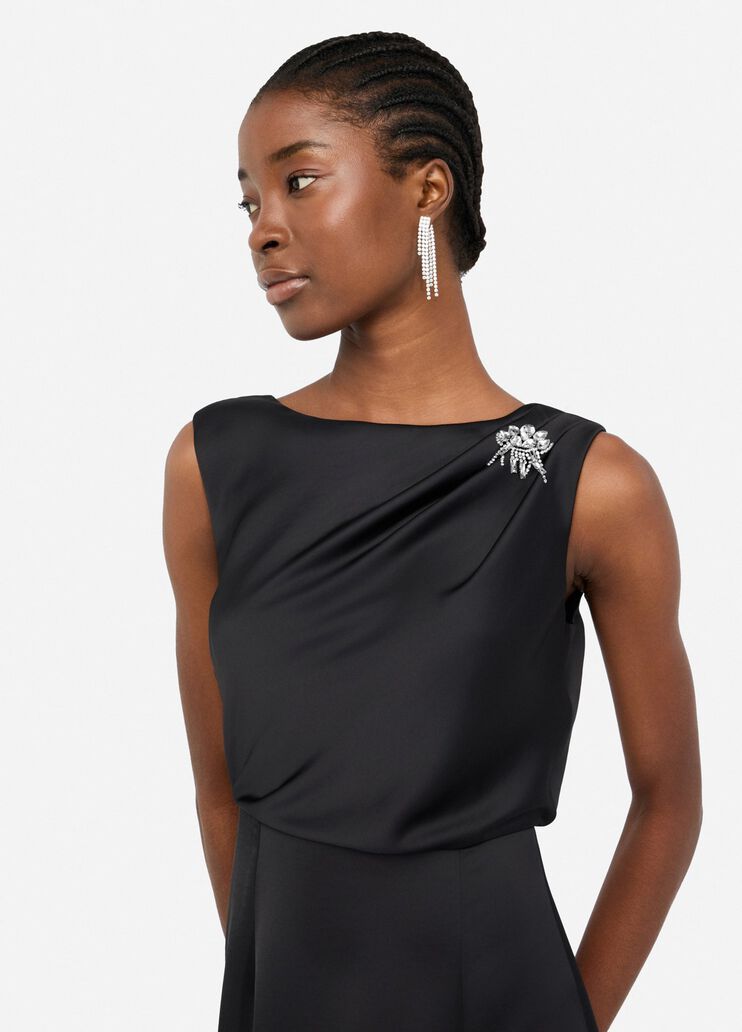 Robe midi élégante en satin noir Liu Jo - large image number 2 Robe midi élégante en satin noir Liu Jo - large image number 2