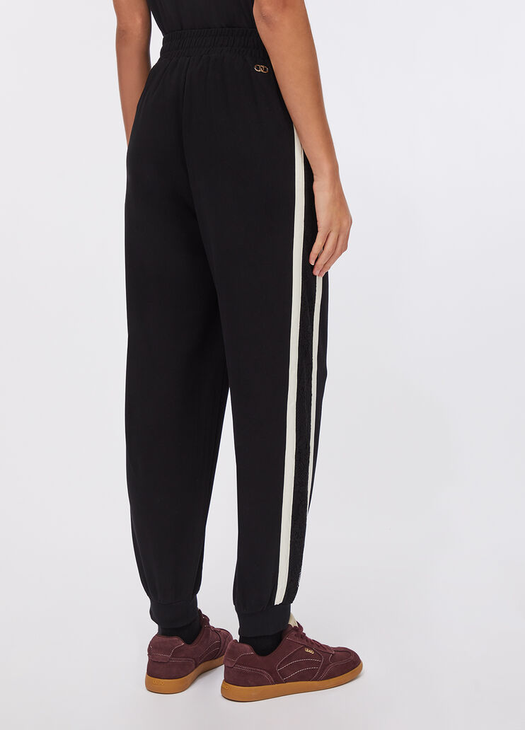 Plush jogging trousers with lace black Liu Jo - large image number 1