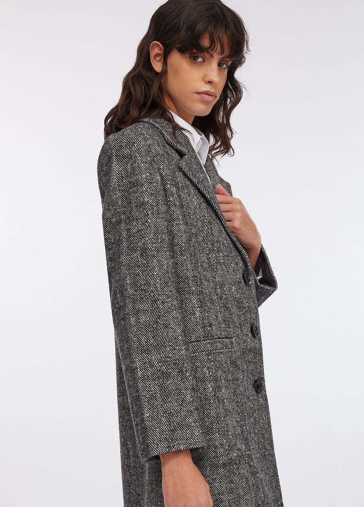 Wool blend herringbone coat herringbone grey Liu Jo - large image number 3