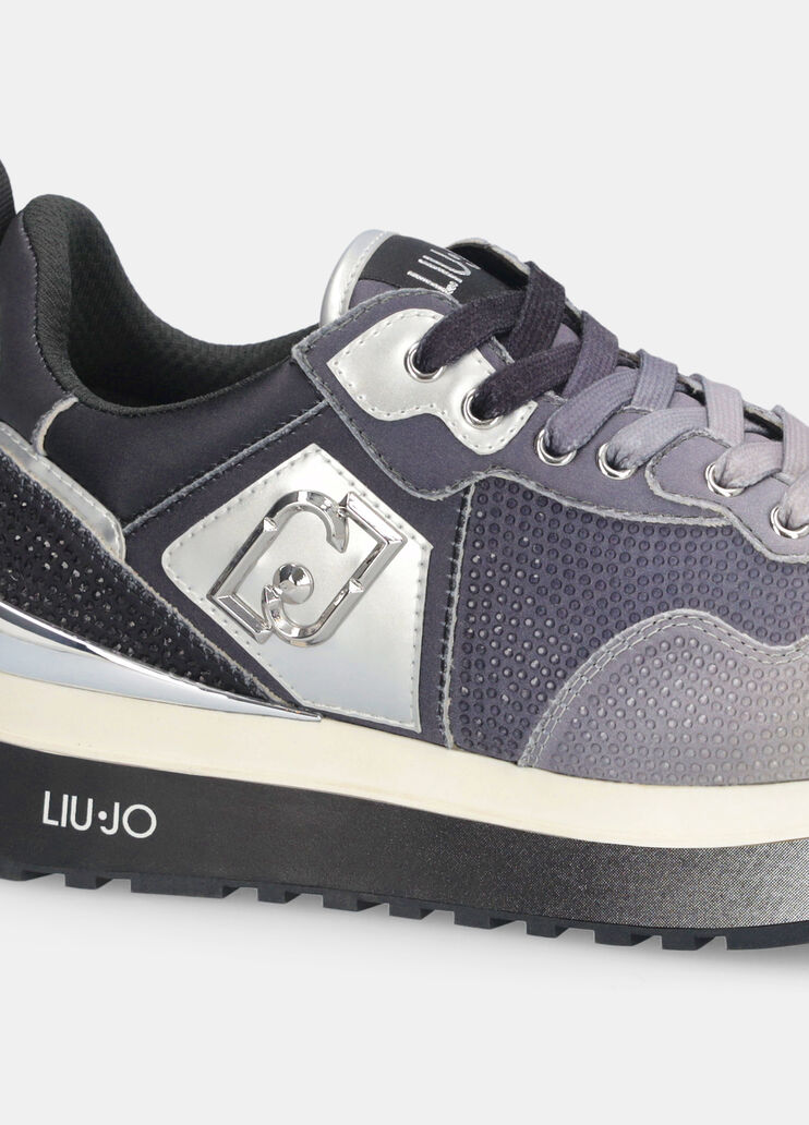 Vollständig mit Strass besetzter Plateau-Sneaker Weiß Liu Jo - medium
