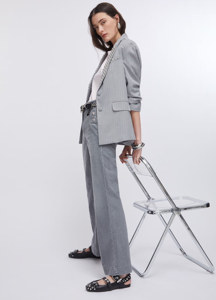 High-rise flared jeans with buttons grey denim Liu Jo - medium