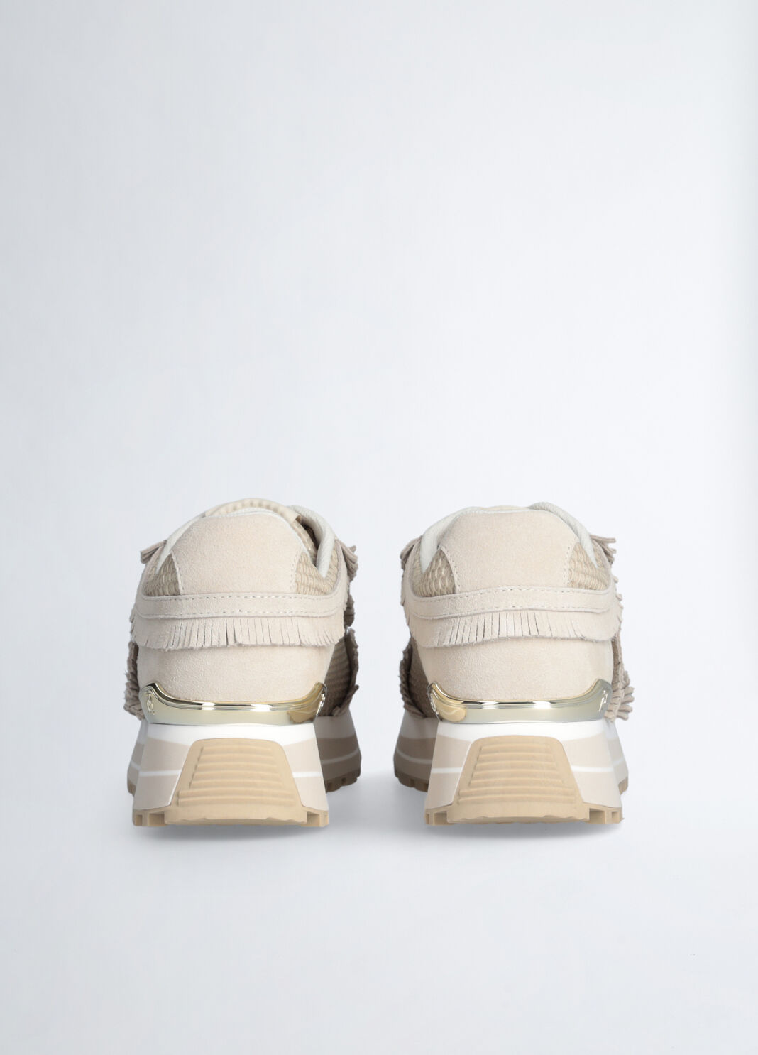 Sneakers compens&eacute;es avec franges beige Liu Jo - large image number 7
