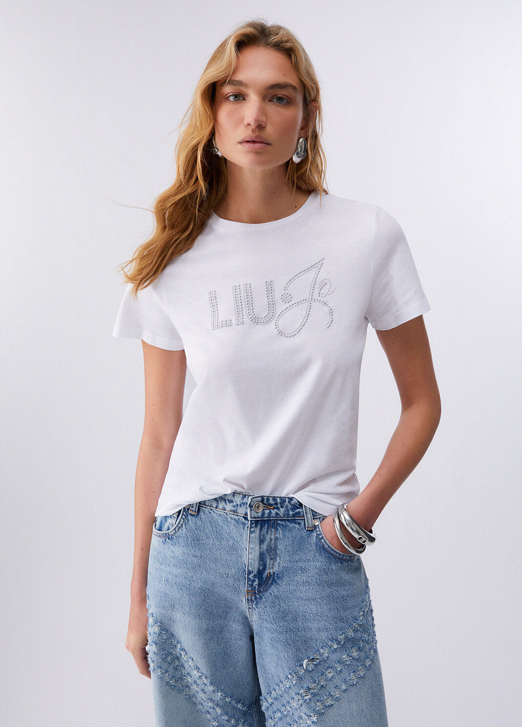 T-shirt with appliqu&eacute; details white Liu Jo - large image number 0