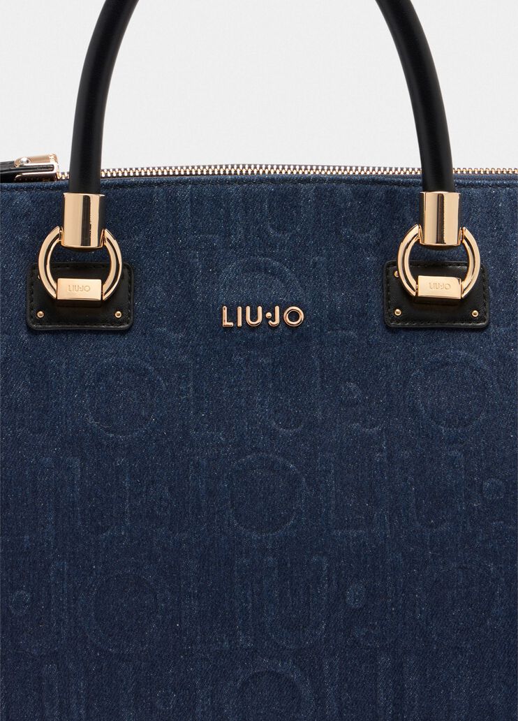 Shopper format moyen en denim bleu foncé Liu Jo - large image number 4