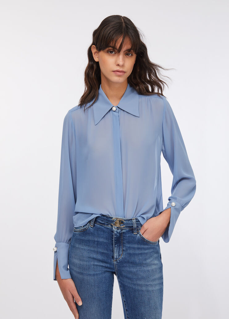 Shirt with beads light blue Liu Jo - large image number 0