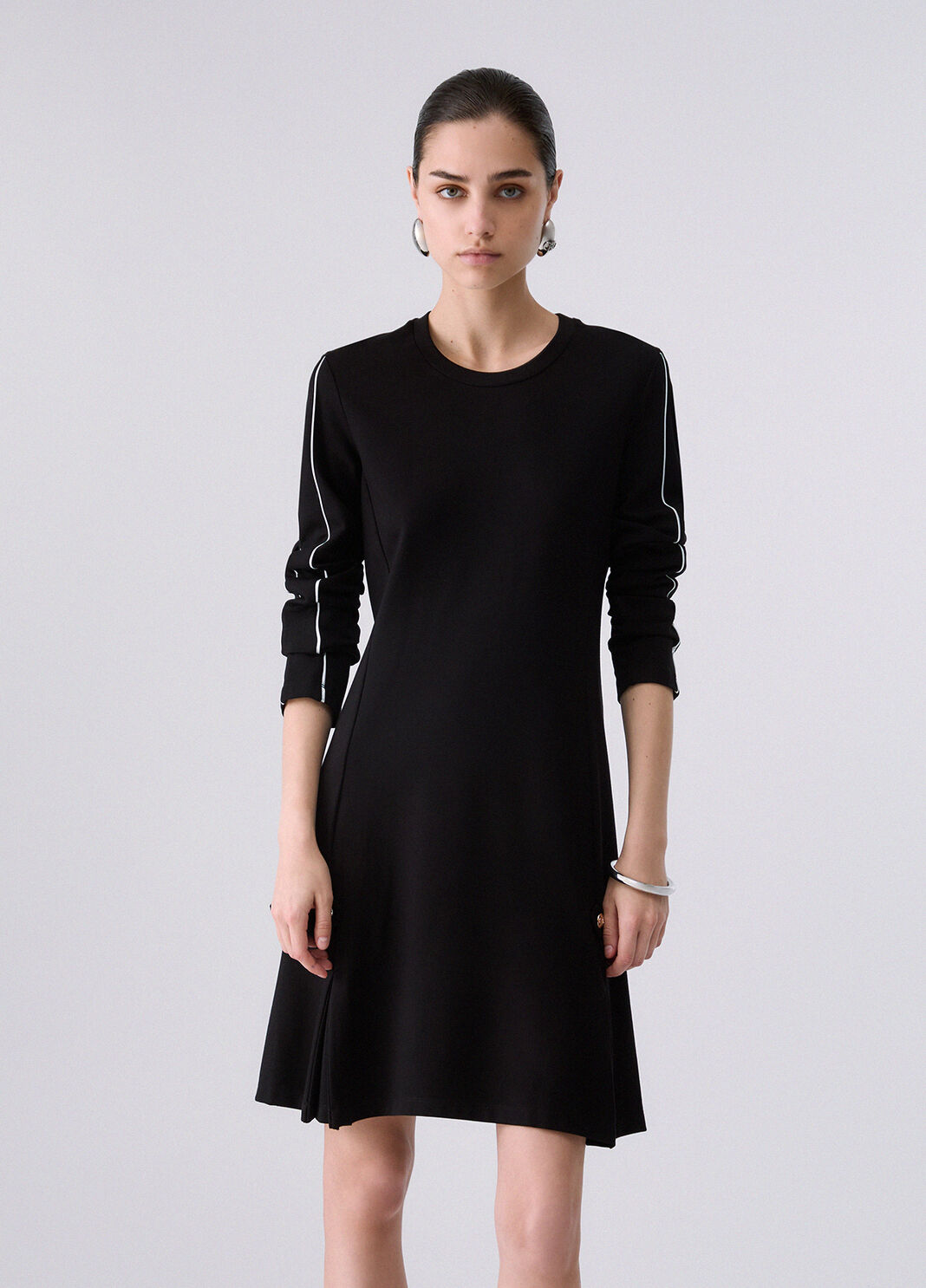 Robe courte en tissu Punto Milano noir Liu Jo - large image number 0