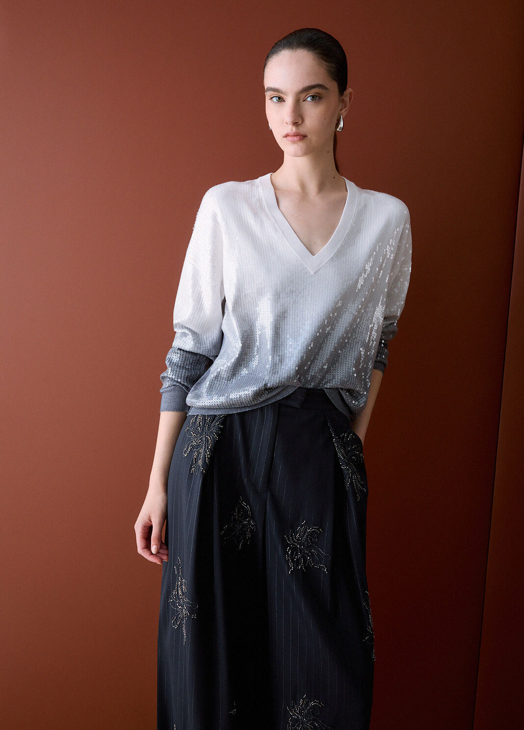 D&eacute;grad&eacute;-Pullover mit Pailletten Grau Liu Jo - large image number 2