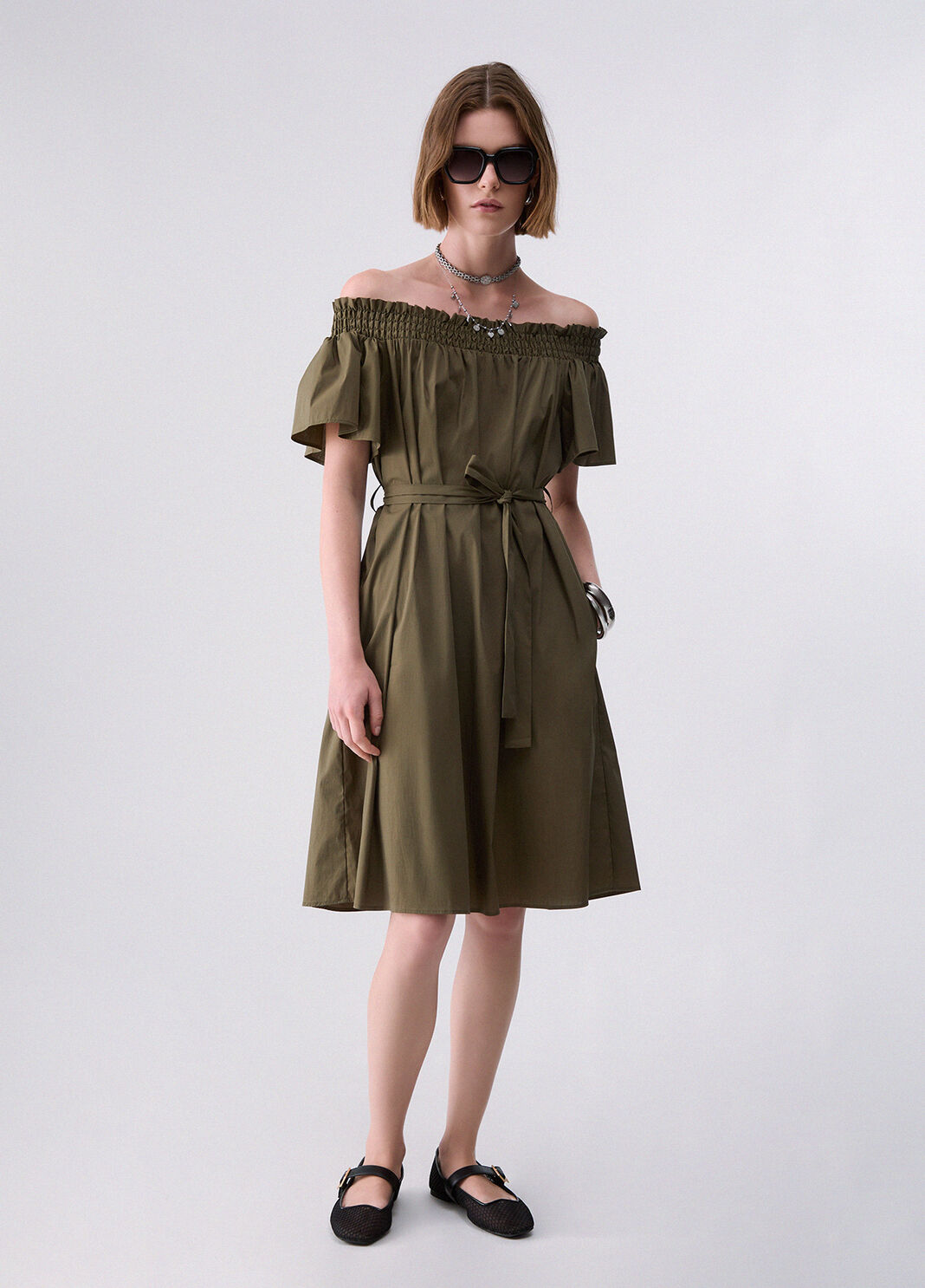 Short dress with Bardot neckline green Liu Jo - large image number 0