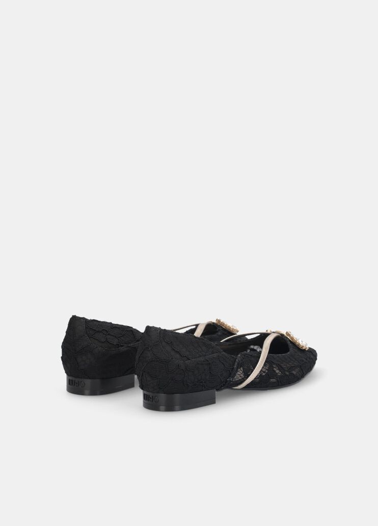 Ballerine in pizzo con logo gioiello nero Liu Jo - medium
