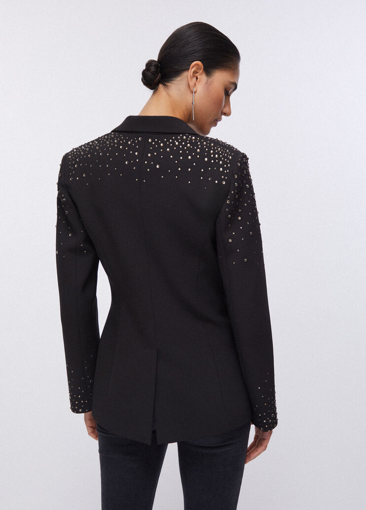 Slim fit blazer with jewel embroidery black Liu Jo - large image number 1