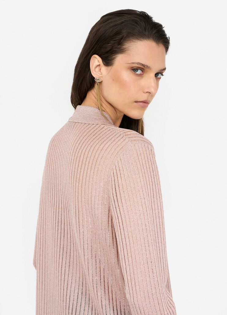 Lurex® knit shirt light pink Liu Jo - large image number 4 Lurex® knit shirt light pink Liu Jo - large image number 4