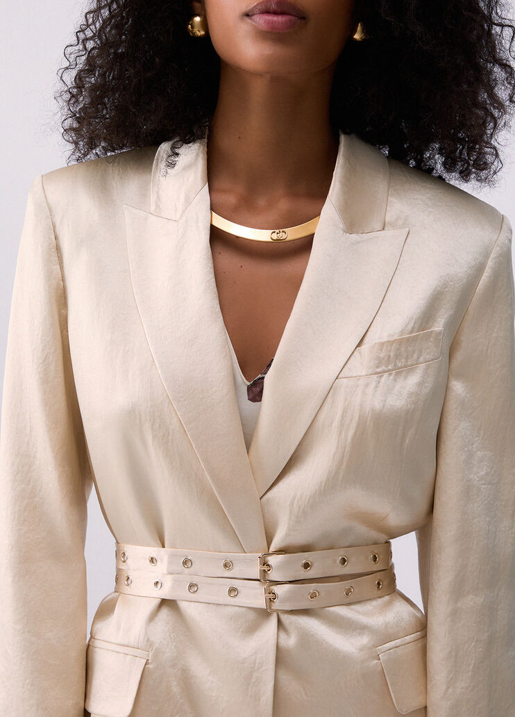 Satin blazer with belt white Liu Jo - medium