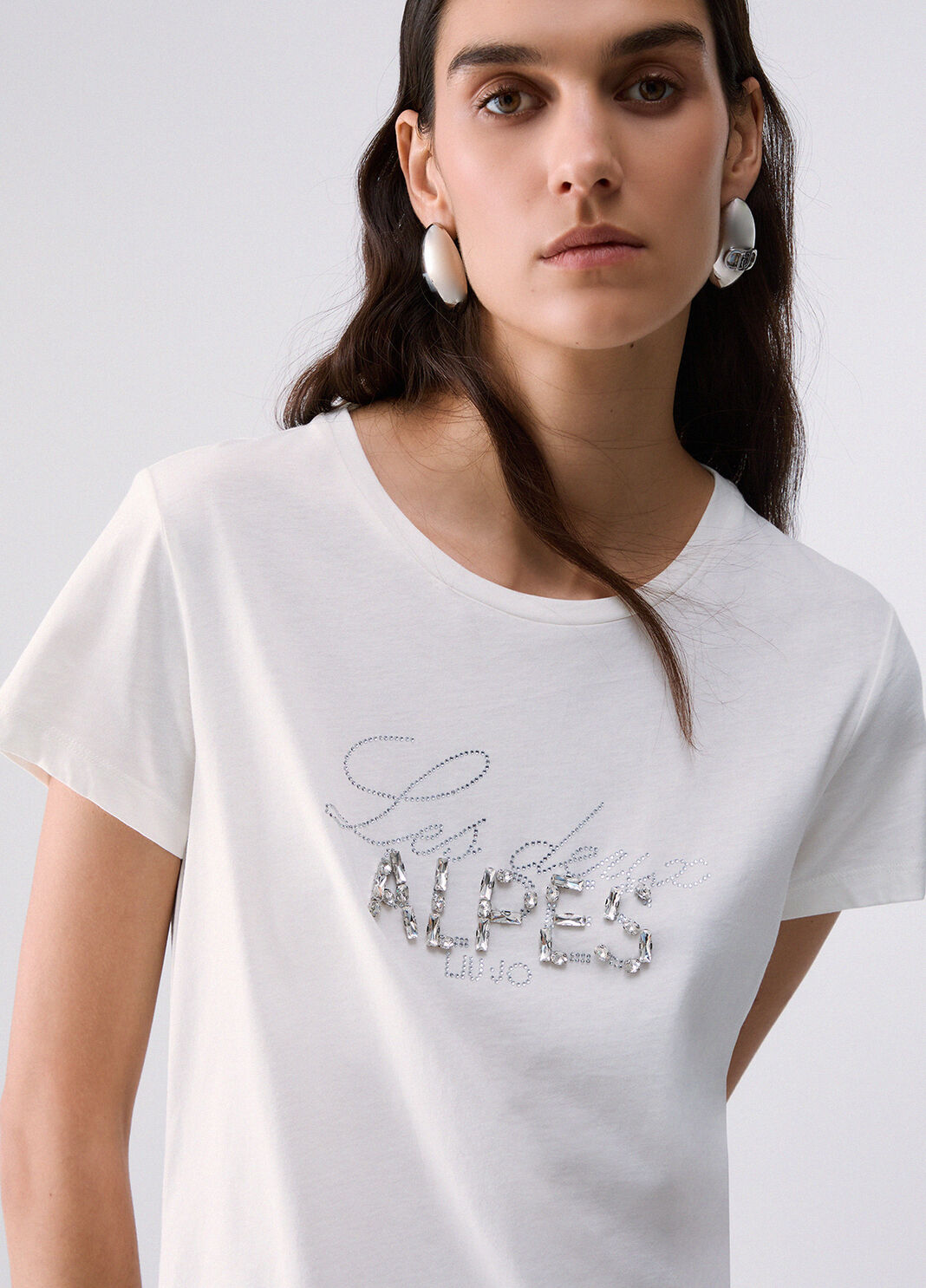 T-shirt with rhinestones white/Les Deux Alpes Liu Jo - large image number 4