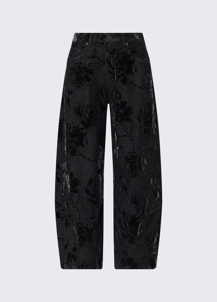 Balloon pants with flocked print black denim Liu Jo - medium