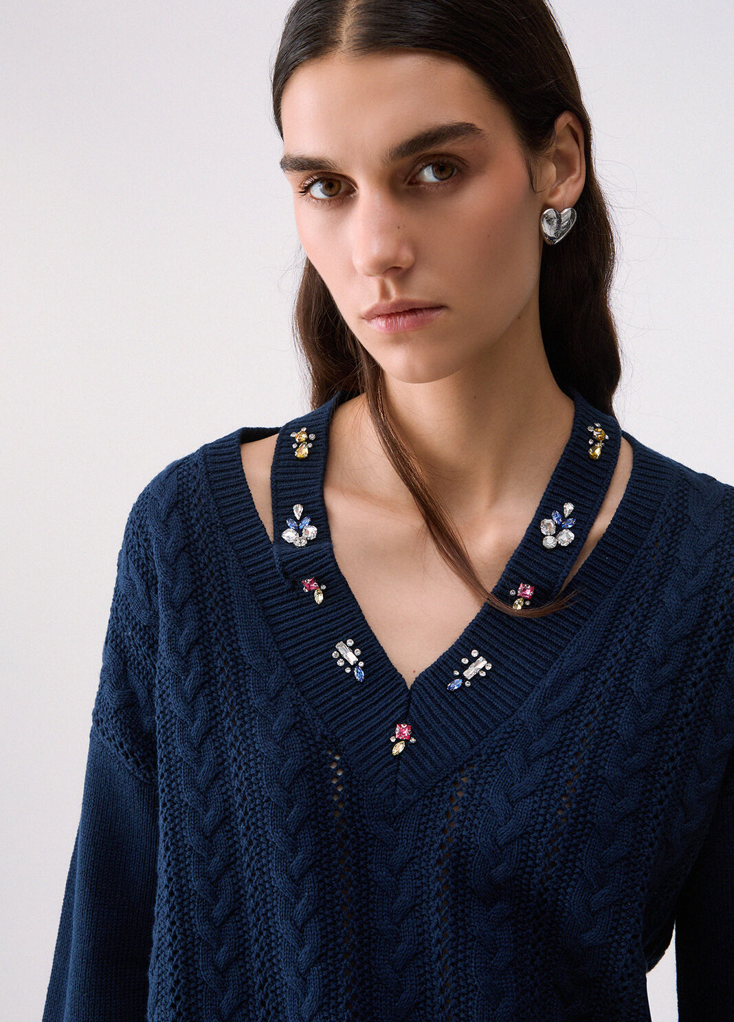 Knit with jewel embroidery dark blue Liu Jo - large image number 4