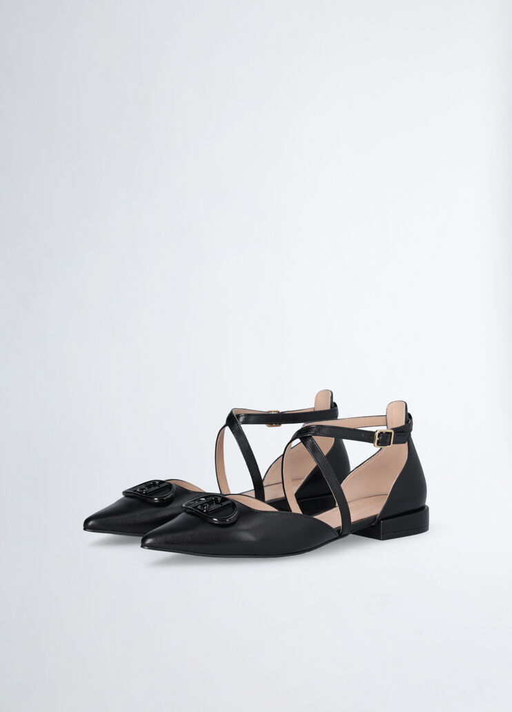 Black ballet flats with maxi-logo black Liu Jo - large image number 2 Black ballet flats with maxi-logo black Liu Jo - large image number 2