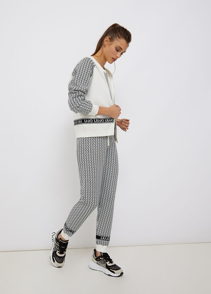 Hooded, eco-friendly sweatshirt white/black Liu Jo - large image number 3