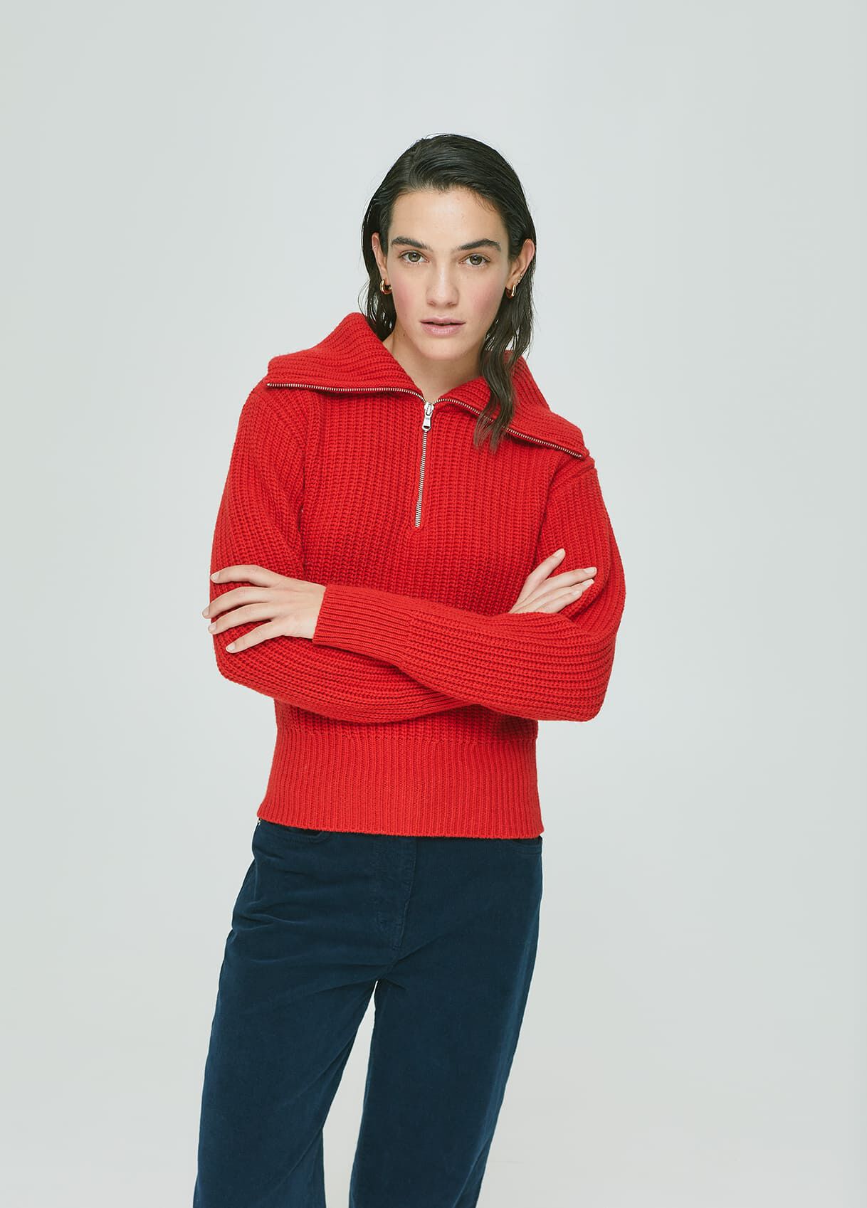 red half zip jumper